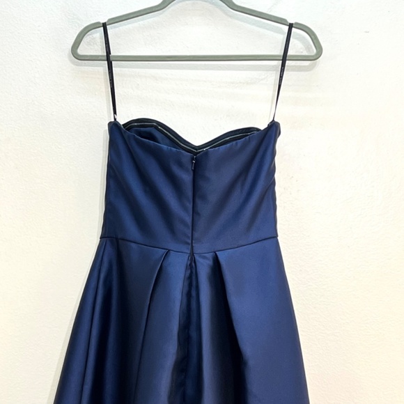 Alfred Sung D699 Strapless High Low Satin Gown Midnight Blue Size 16 - Picture 6 of 11